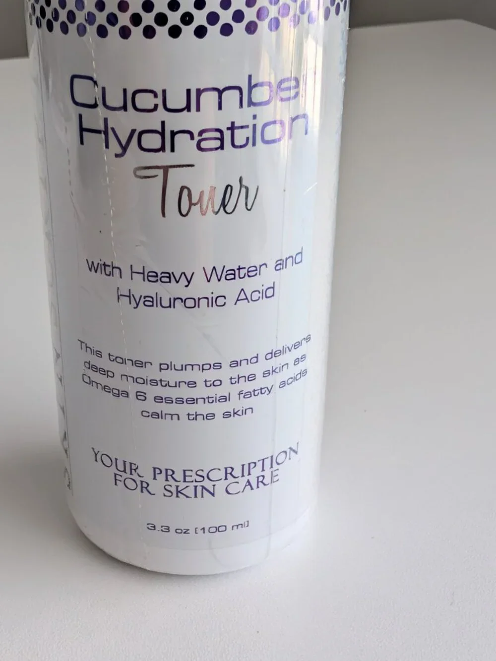 Skin Script Cucumber Hydration Toner w Hyaluronic Acid 3.3oz/100ml SEALED